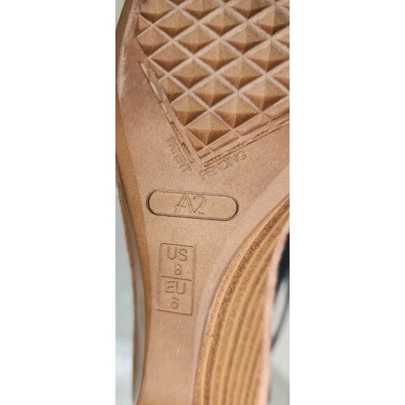Aerosoles A2 Women's Zenfandel Wedge Sandal Size 8 Black With Brown Buckle - Picture 7 of 13